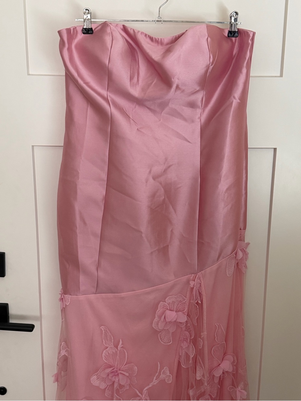 Fashion Nova Strapless Satin & Tulle Pink Floral Gown - Picture 8 of 12
